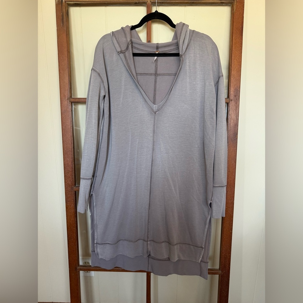 Free People Taupe Queen of Hearts Tunic Sweatshirt - Size Small - Picture 4 of 11